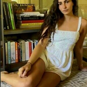 Urban Outfitters UO - Cleo Embroidered Tie-Back Romper Dress in White